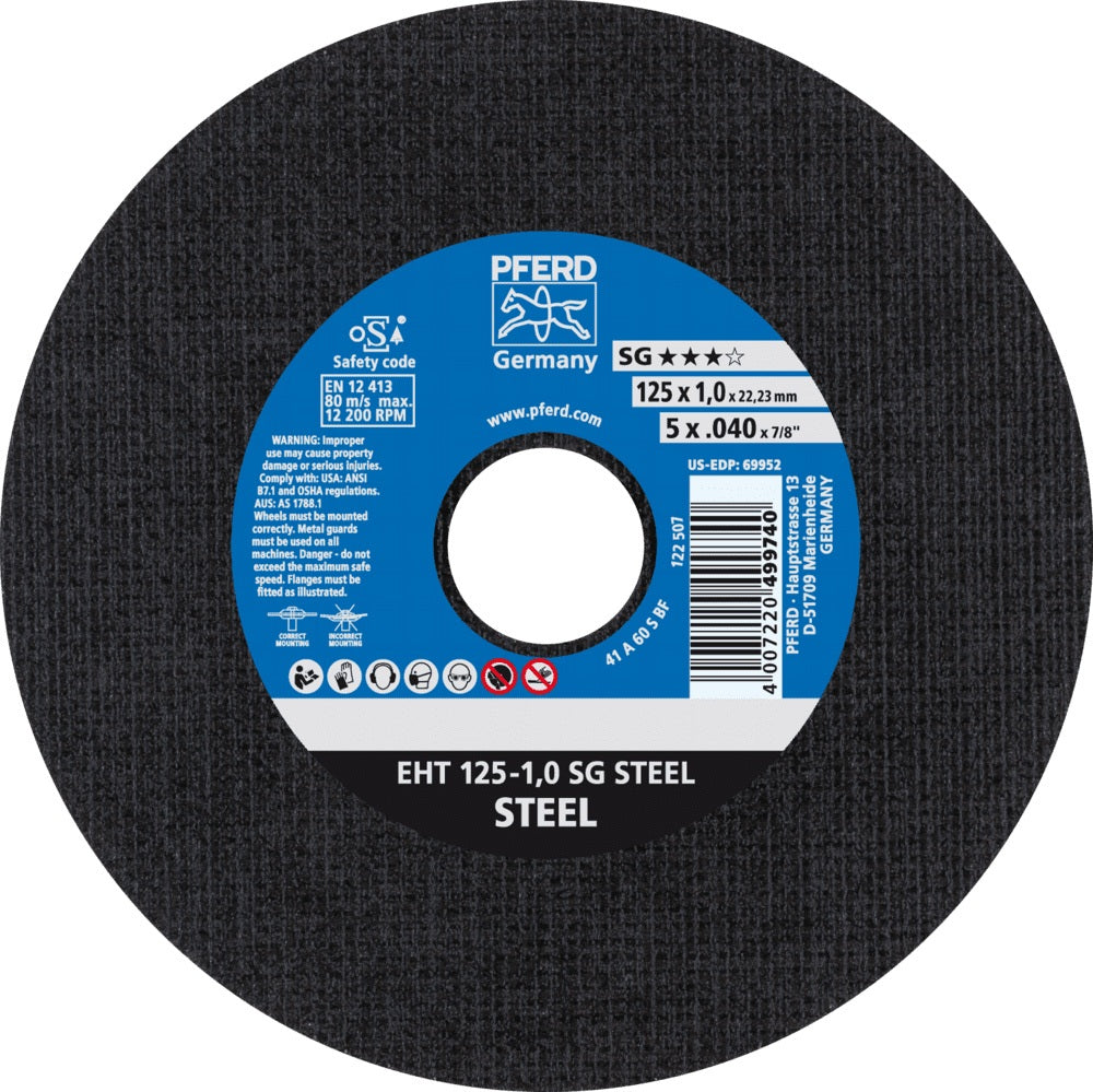 PFERD Trennscheibe SG STEEL D125 x 1 mm gerade – 25 Stück für Stahl