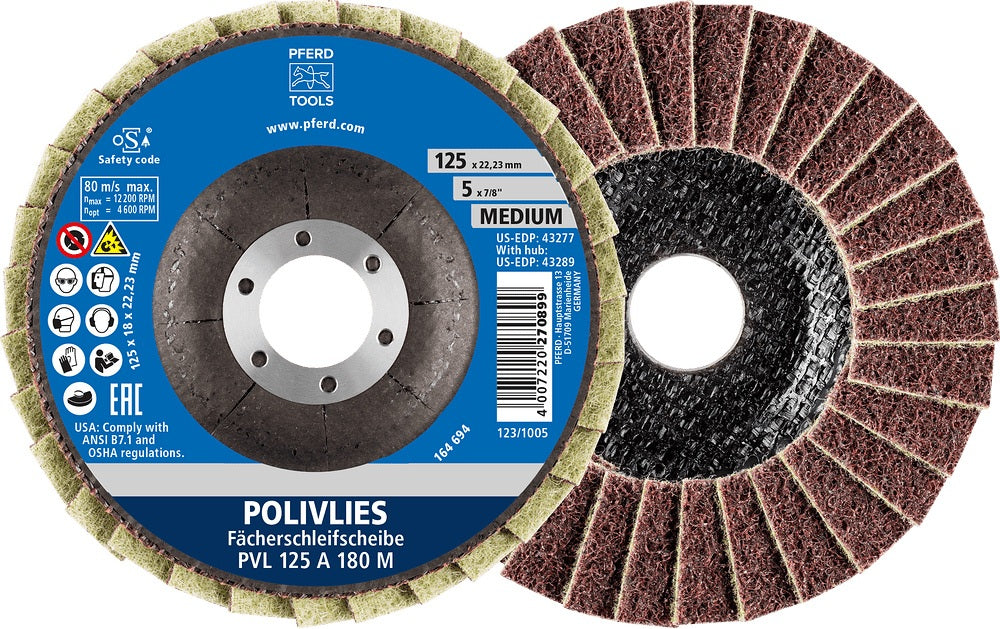 PFERD POLIVLIES Fächerscheibe Ø115 mm Korund A grob für Edelstahl und INOX