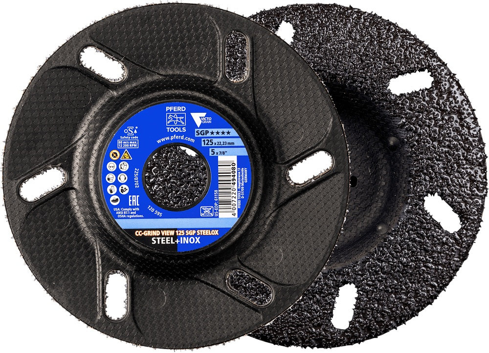 PFERD CC-GRIND VIEW Schleifscheibe Ø125 mm VICTOGRAIN – 10 Stück für INOX, Stahl und Holz