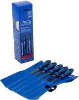 PFERD Feilensatz 250 mm Hieb 2 mit 2K-Ergo-Heft, 5-teilig für Stahl, Aluminium und Guss