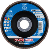 PFERD POLIFAN Z SG POWER STEELOX Fächerscheibe Ø125 mm Körnung 40 konisch für INOX und Stahl