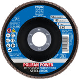 PFERD POLIFAN Z SG POWER STEELOX Fächerscheibe Ø125 mm Körnung 40 konisch für INOX und Stahl