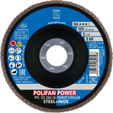 PFERD POLIFAN Z SG POWER STEELOX Fächerscheibe Ø125 mm Körnung 40 konisch für INOX und Stahl