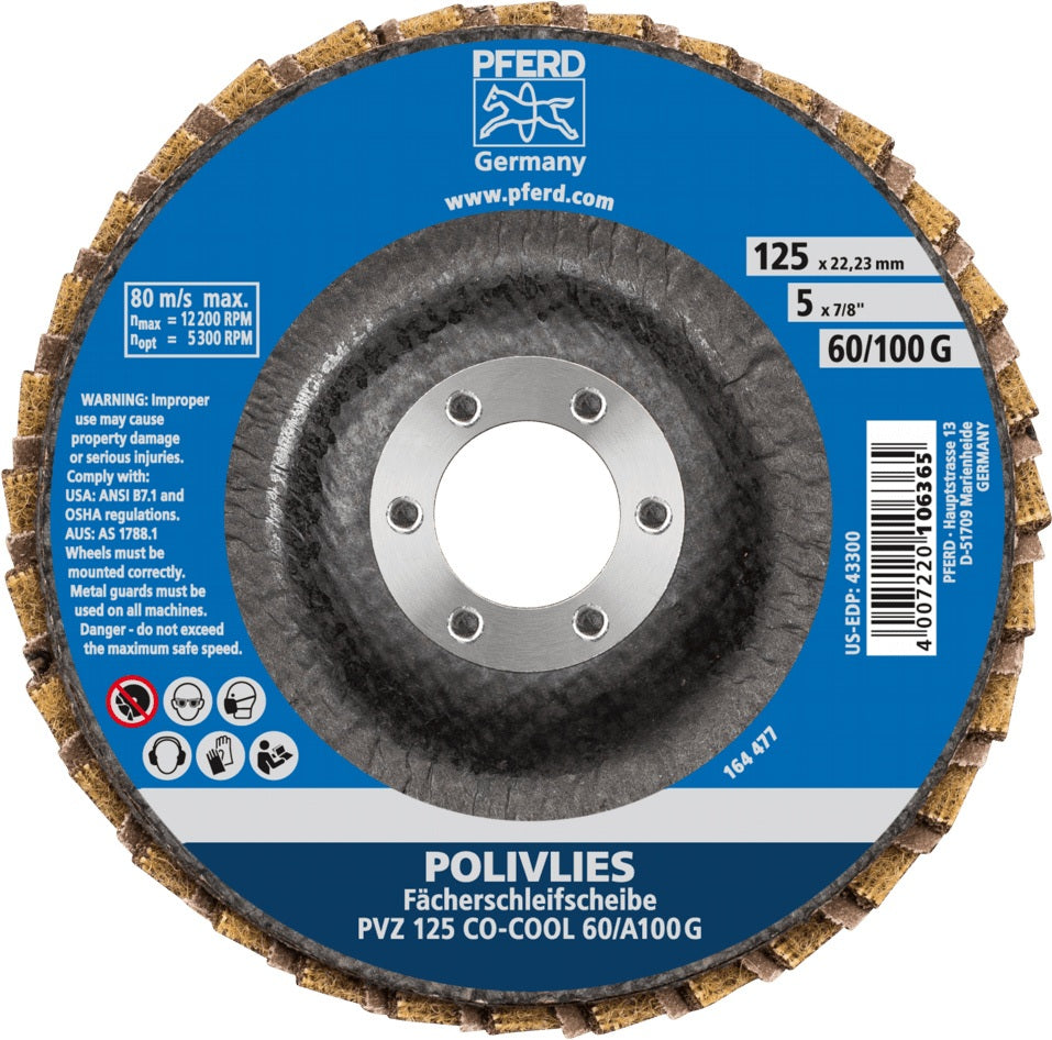 PFERD Fächerschleifscheibe Ø125 mm K120/240 CO-COOL Keramikkorn – 5 Stück