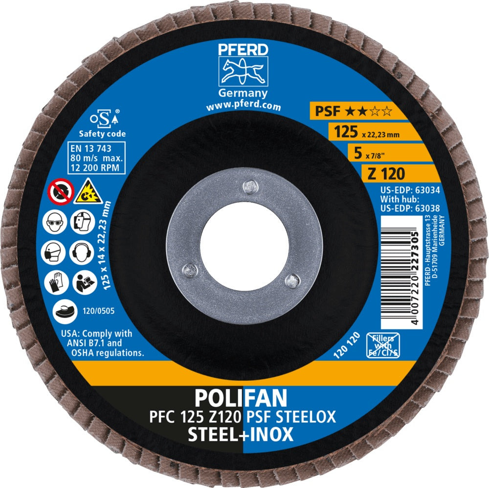 PFERD POLIFAN Z PSF STEELOX Fächerscheibe Ø115 mm Körnung 40