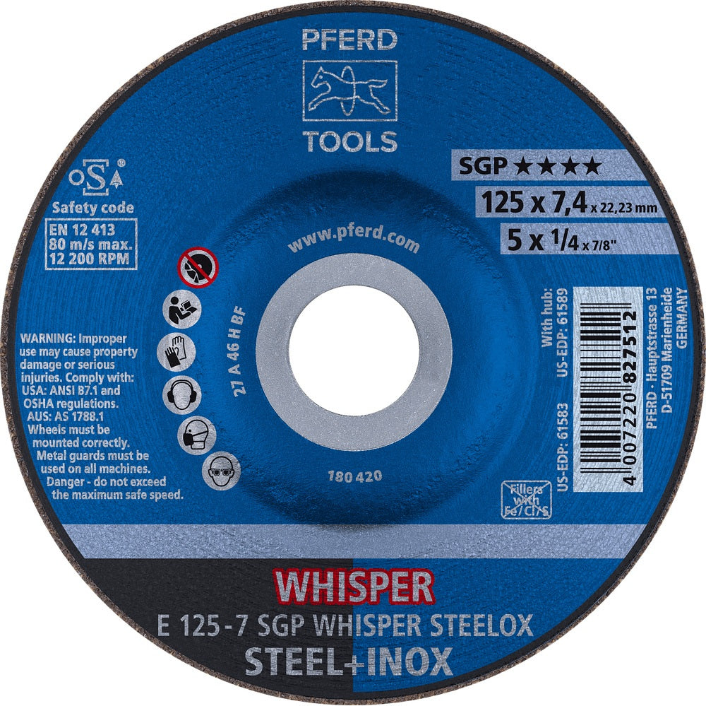 PFERD Schruppscheibe SGP WHISPER STEELOX 125 mm – Lärmreduziert für Stahl & Edelstahl