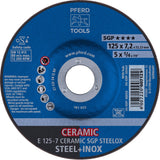 PFERD Schruppscheibe CERAMIC SGP STEELOX 125x7 mm gekröpft