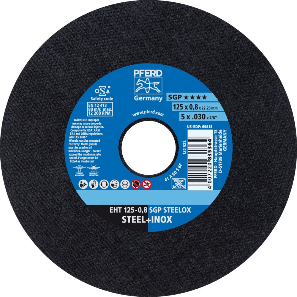 PFERD Trennscheibe SGP STEELOX 125 x 0,8 mm für INOX und Stahl