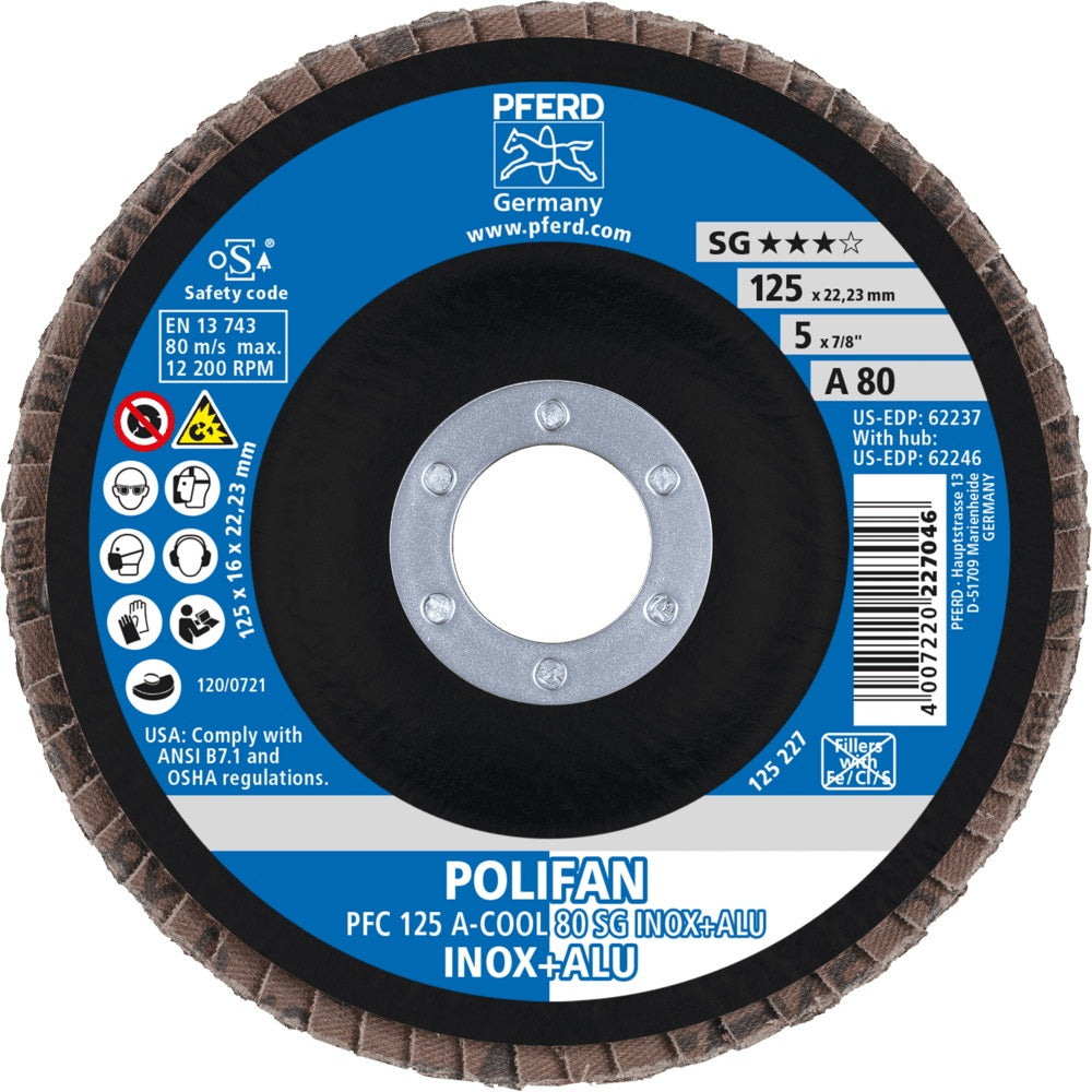 PFERD POLIFAN A-COOL SG INOX+ALU Fächerscheibe Ø125 mm K40 konisch
