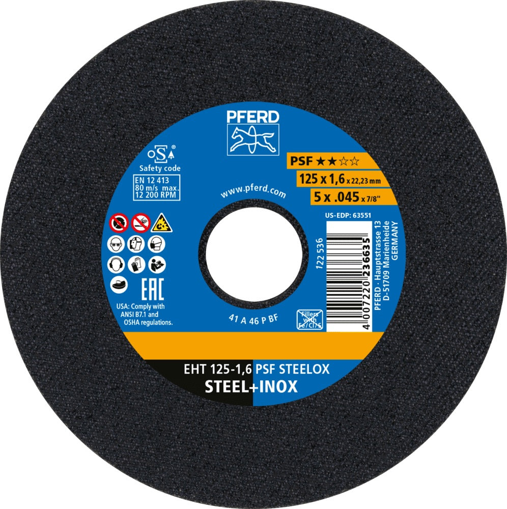 PFERD Trennscheibe PSF STEELOX D125 x 1,6 mm INOX für Edelstahl und Stahl