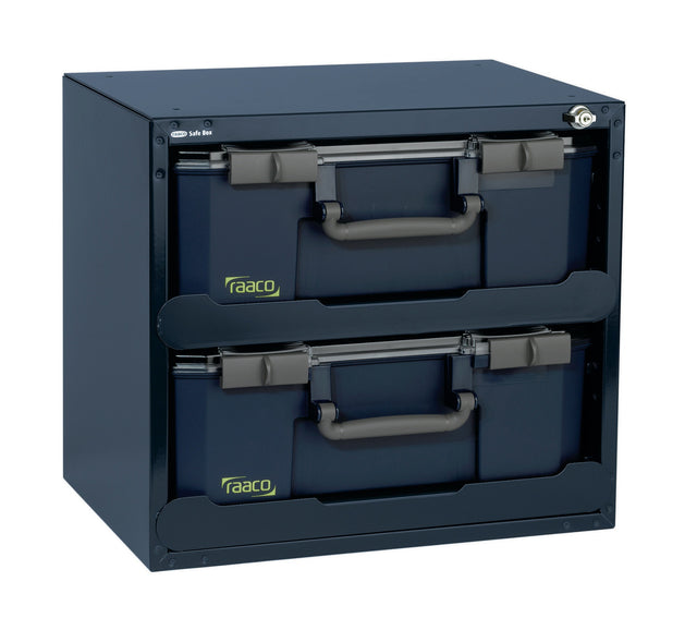RAACO Tresor SafeBox 150x2 mit Schloss, Teleskopschienen und 2 Sortierkästen, 451x330x403 mm