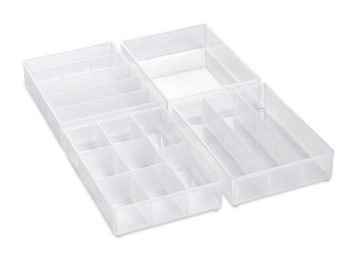 RAACO Einsatz A78 79x109x24mm transparent aus PP – 48 Stück Regaleinsatz