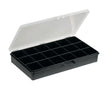 raaco Sortierkasten Box 18 – 18 feste Fächer, 271 x 173 x 41 mm, transparent