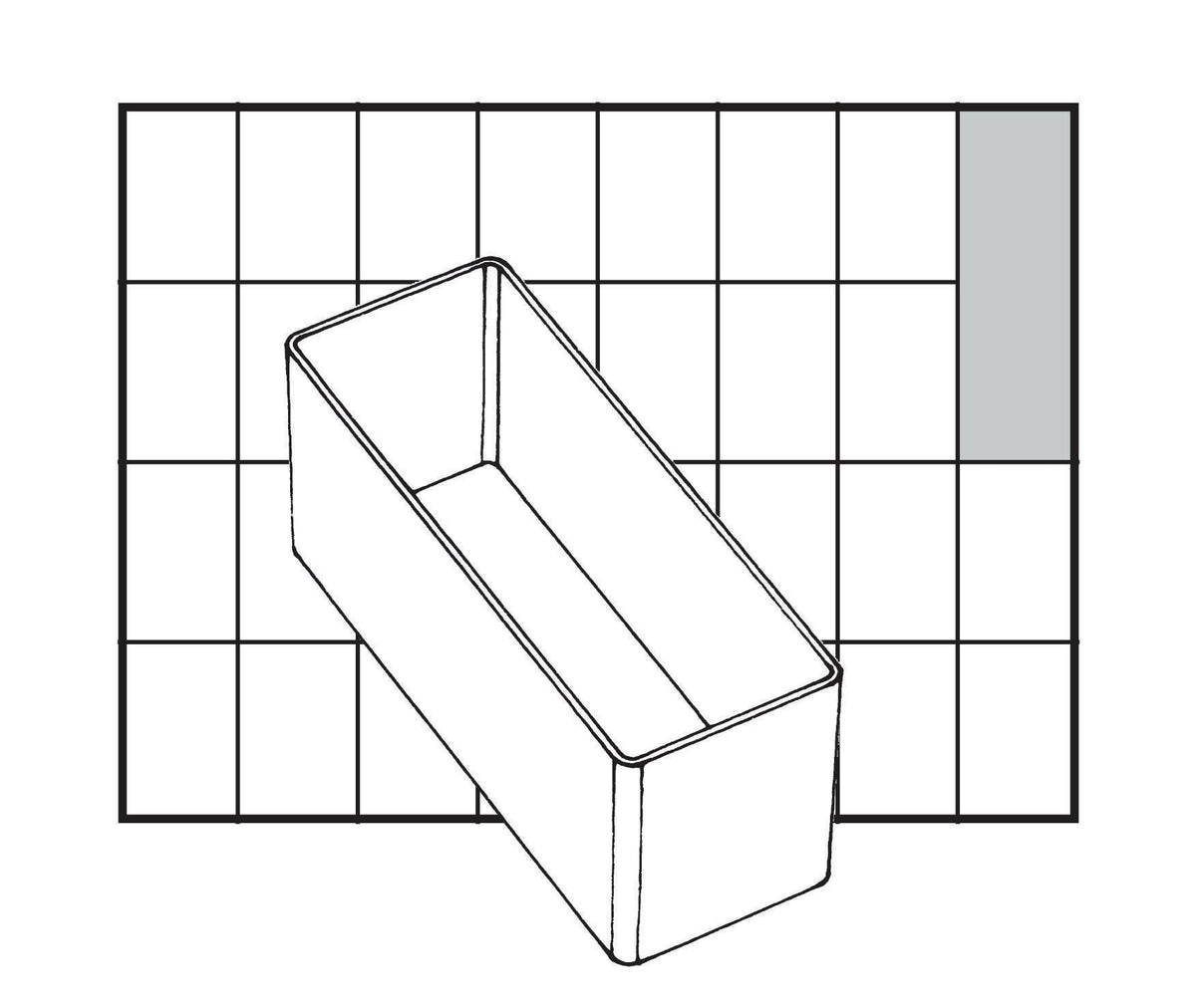 RAACO Einsatz 55 A9-2 39x109x47mm transparent aus PP – 48 Stück