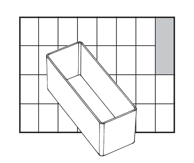 RAACO Einsatz 55 A9-2 39x109x47mm transparent aus PP – 48 Stück