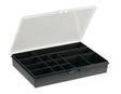 raaco Sortierkasten Box 14 – 332 x 254 x 55 mm, 14 feste Fächer, transparent, 7er-Pack
