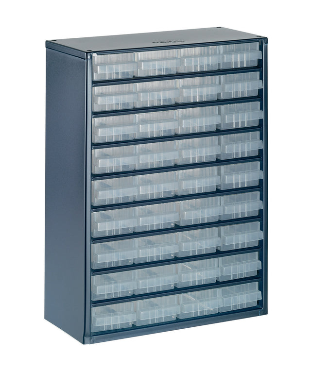 RAACO Kleinteilemagazin Stahlmagazin 936-01 mit 36 Schubladen, 306x150x417 mm, Stahlblech dunkelblau