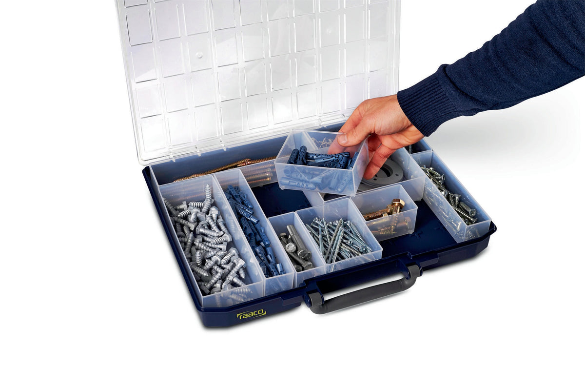 raaco Sortimentskasten CarryLite 55 5x10-0 – 413x330x57 mm, ohne Fächer, Unterteil PP, Deckel PC