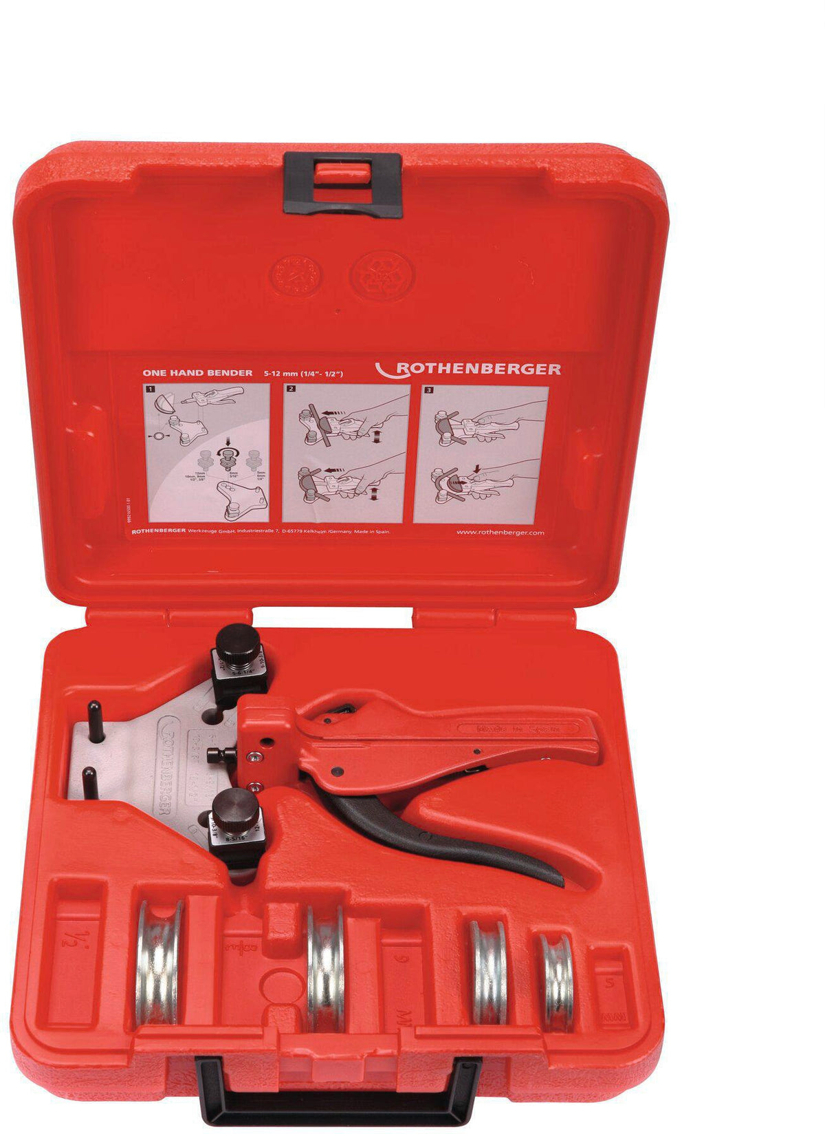 ROTHENBERGER Einhandbiegegerät TUBE BENDER bis 90° für 6-8-10-12 mm Rohre, 5-teilig