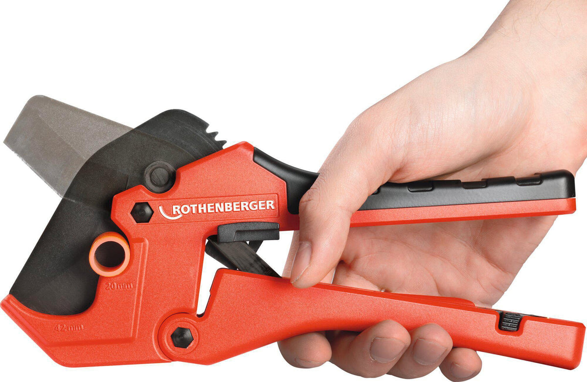 ROTHENBERGER ROCUT® 42 TWIN CUT Kunststoffschere für PE/PEX/PB/PVC/PPR Rohre bis 42 mm