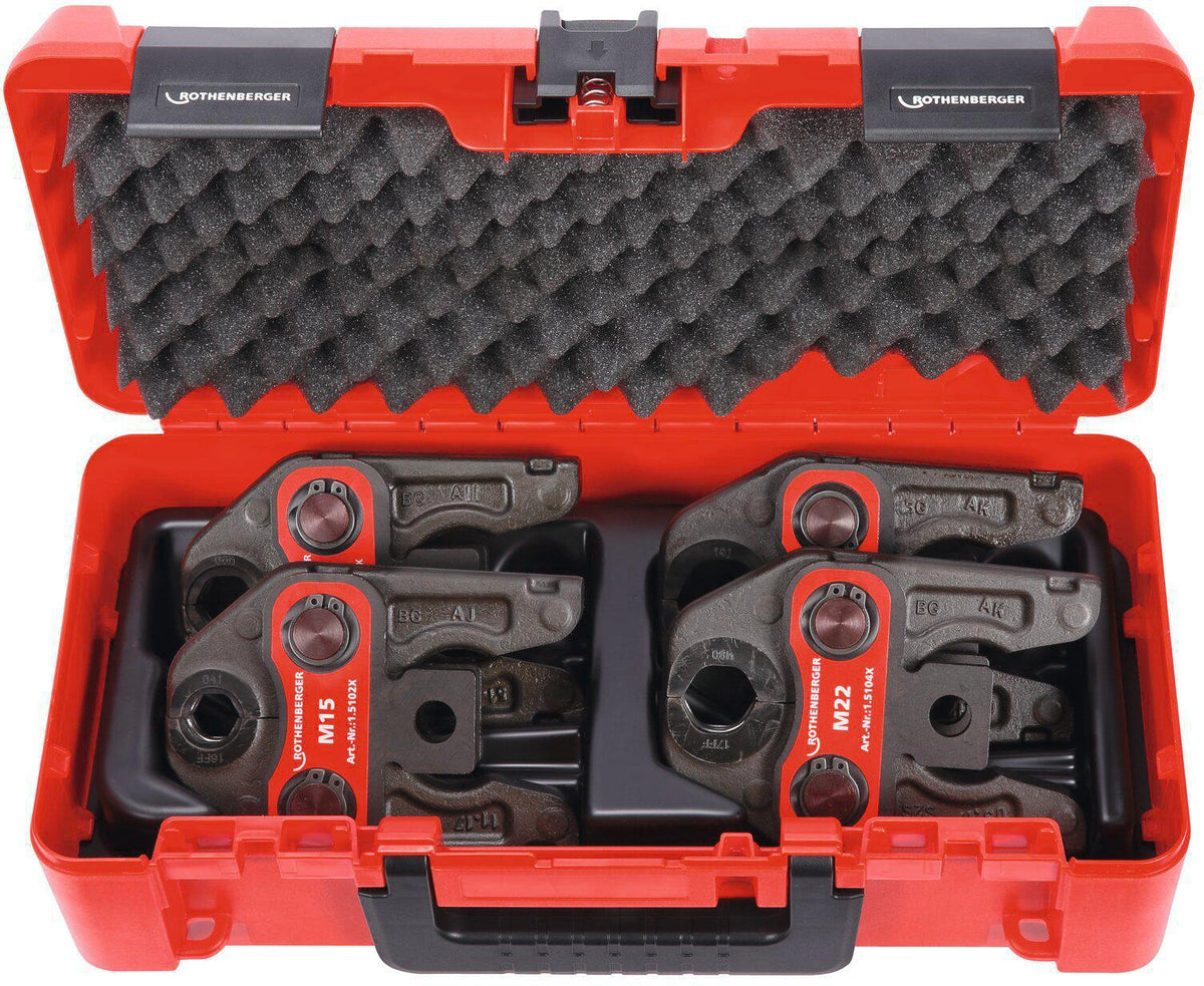 ROTHENBERGER Pressbackenset 32 kN NW 15-18-22-28 mm Typ SV mit DURA LAZR TEC