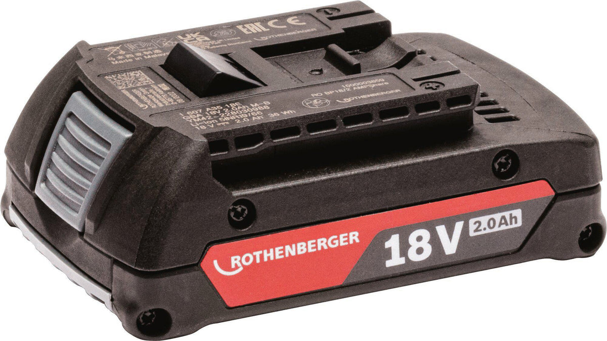 Rothenberger CAS 18 V 2,0 Ah Li-Power Akku – Kompatibel mit AMPShare & Bosch Professional