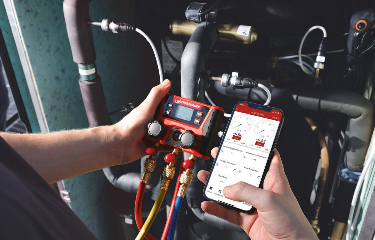 ROTHENBERGER ROCOOL Mini Monteurhilfe 1/4 Zoll mit App-Steuerung & kabelloser Datenübertragung