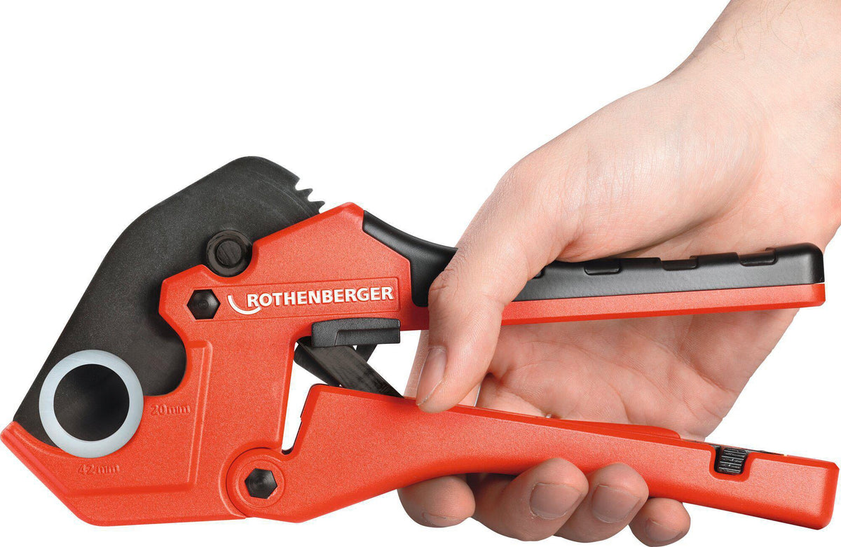 ROTHENBERGER ROCUT® 42 TWIN CUT Kunststoffschere für PE/PEX/PB/PVC/PPR Rohre bis 42 mm
