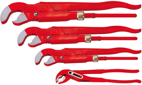 ROTHENBERGER Eckrohrzangenset Profi-Set 4 – 4-teilig für Rohre 1, 1.1/2, 2 und 10 Zoll