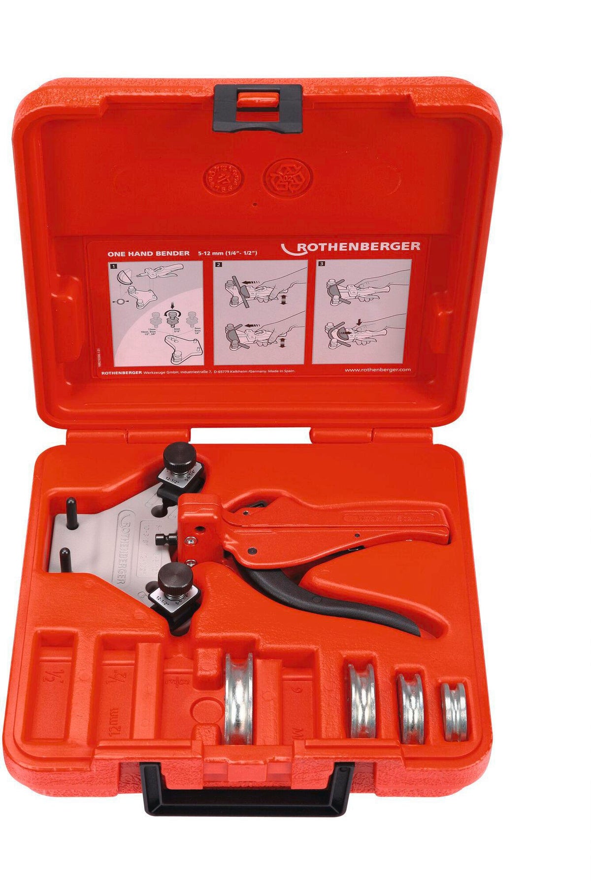 ROTHENBERGER Einhandbiegegerät TUBE BENDER bis 90° für 6-8-10-12 mm Rohre, 5-teilig