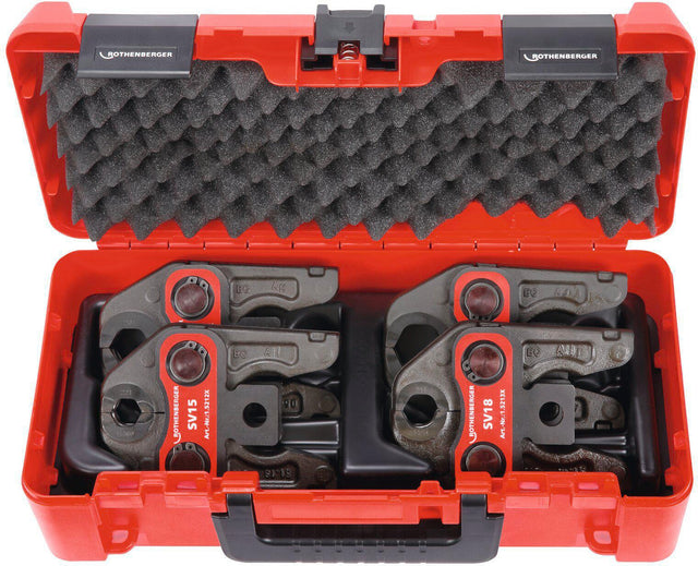 ROTHENBERGER Pressbackenset 32 kN NW 15-18-22-28 mm Typ SV mit DURA LAZR TEC