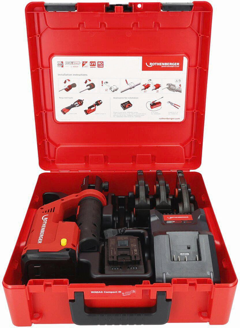 ROTHENBERGER Akku-Pressmaschine ROMAX COMPACT III Basic Set 19 kN 15-35 mm