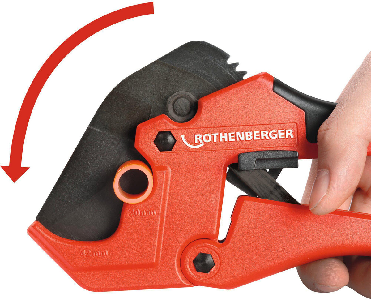ROTHENBERGER ROCUT® 42 TWIN CUT Kunststoffschere für PE/PEX/PB/PVC/PPR Rohre bis 42 mm