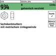 Sechskantmutter DIN 934 Linksgewinde M4 – 8 galvanisch verzinkt, 100 Stück von F. REYHER