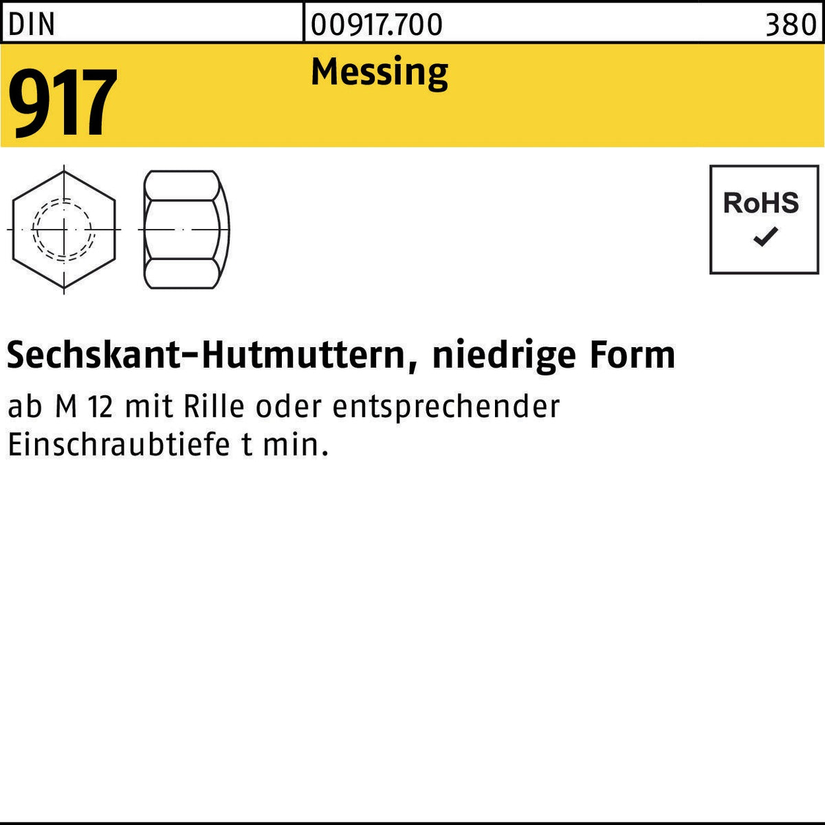 Sechskant-Hutmutter DIN 917 von F. REYHER – M4, niedrige Form