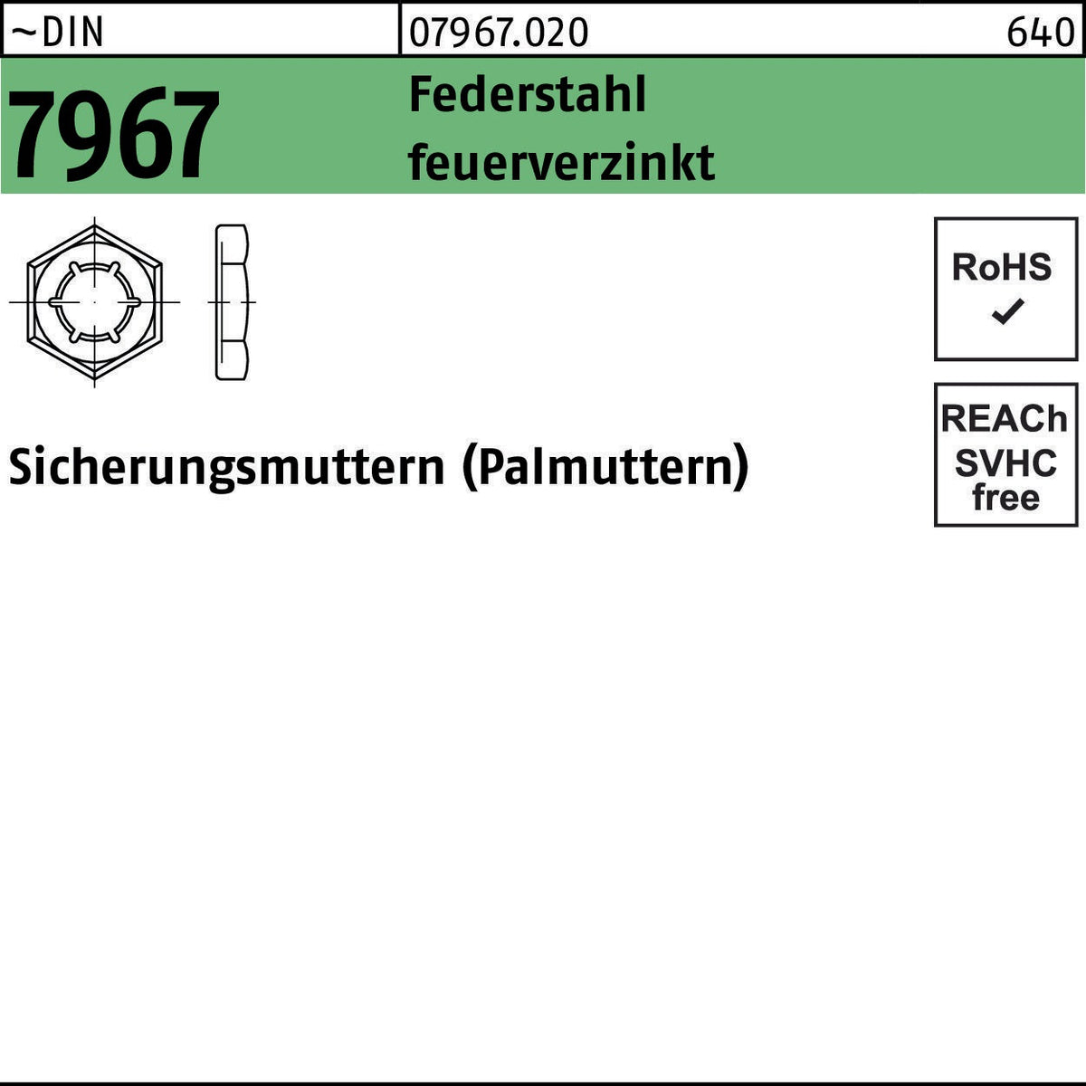 Sicherungsmutter DIN 7967 M27 aus Federstahl, 100 Stück von F. REYHER