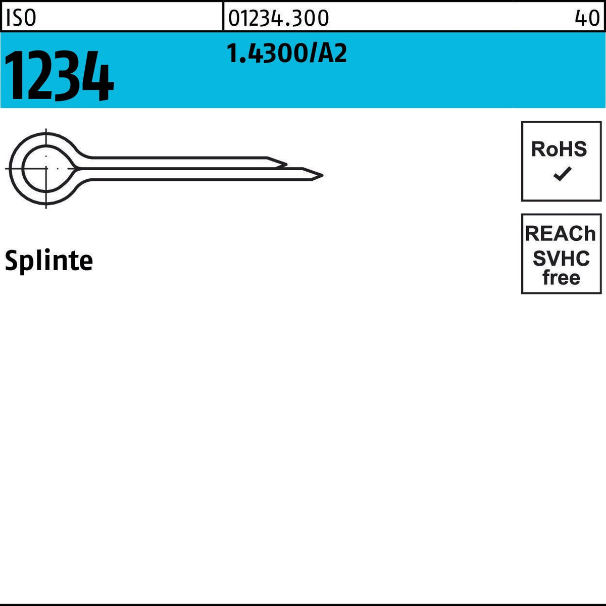 Splinte ISO 1234 1x8 mm 1.4300/A2 von F. REYHER – 1000 Stück