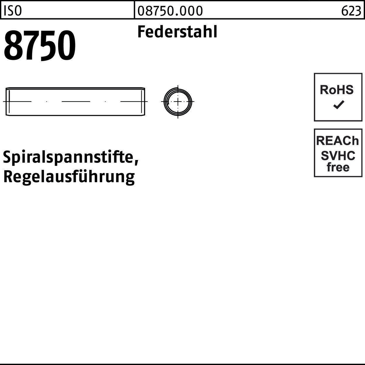F. REYHER Spiralspannstift ISO 8750 1,5x5 mm Federstahl Regelausführung 1000 Stück