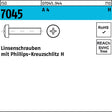 F. REYHER Flachkopfschraube ISO 7045 PH M1,6x3-H A4 Linsenschraube 1000 Stück
