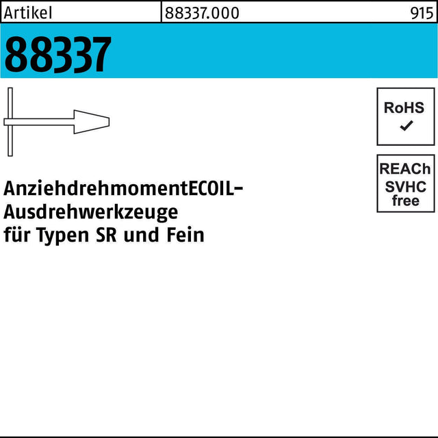 AMECOIL Ausdrehwerkzeug R 88337 NR.1 M2,5-M8 Stahl für Gewindereparatur