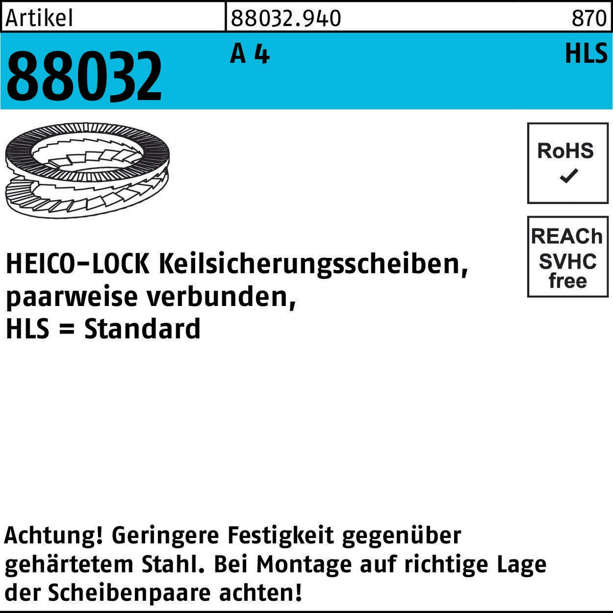 HEICO Keilsicherungsscheiben HLS-3 Stahl zinklamellenbeschichtet