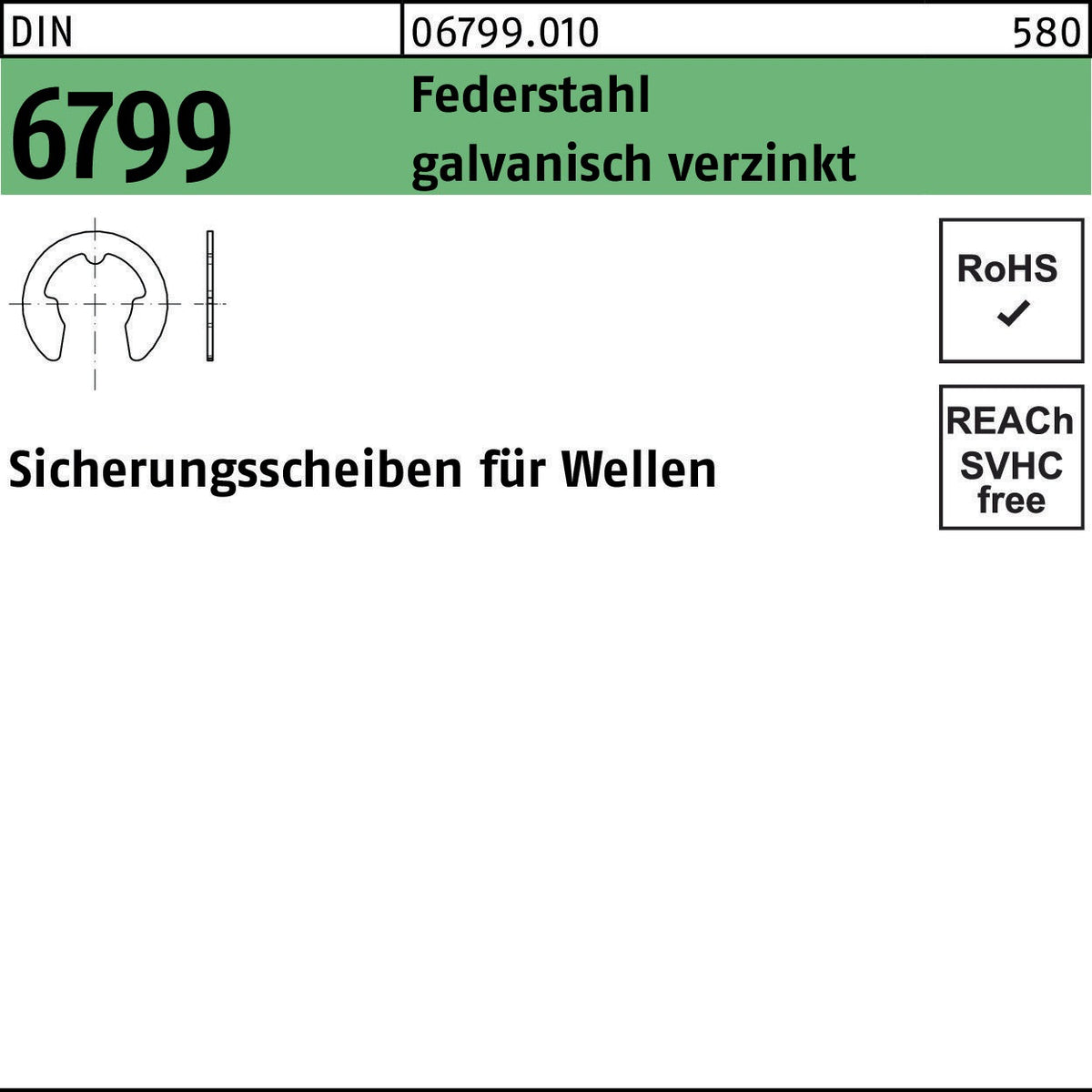 F. REYHER Sicherungsscheibe DIN 6799 für Wellen 1,5 mm Federstahl 10000 Stück