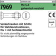 F. REYHER Senkschraube DIN 7969 Schlitz M12x30 4.6 mit Mutter, galv. verzinkt