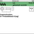F. REYHER Augenschraube DIN 444 Form B M6 x 45 mm, 4.6, galvanisch verzinkt