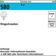 F. REYHER Ringschraube DIN 580 M 6 – A2 Edelstahl, kleiner Grundkörper