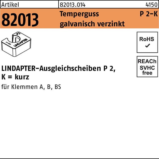 LINDAPTER Ausgleichsscheibe R 82013 GTW 40 P2 M10/10,0 Temperguss galvanisch verzinkt