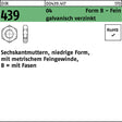 Sechskantmutter DIN 439/ISO 4035 Form B M8x1 Automatenstahl verzinkt 100 Stück von F. REYHER