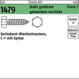 F. REYHER Sechskant-Blechschrauben ISO 1479 Form C 2,9x6,5 mm Stahl gehärtet verzinkt 2000 Stück