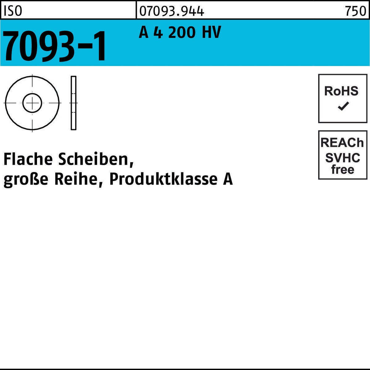 Unterlegscheibe ISO 7093-1 18 mm A4 200 HV von F. REYHER – 50 Stück