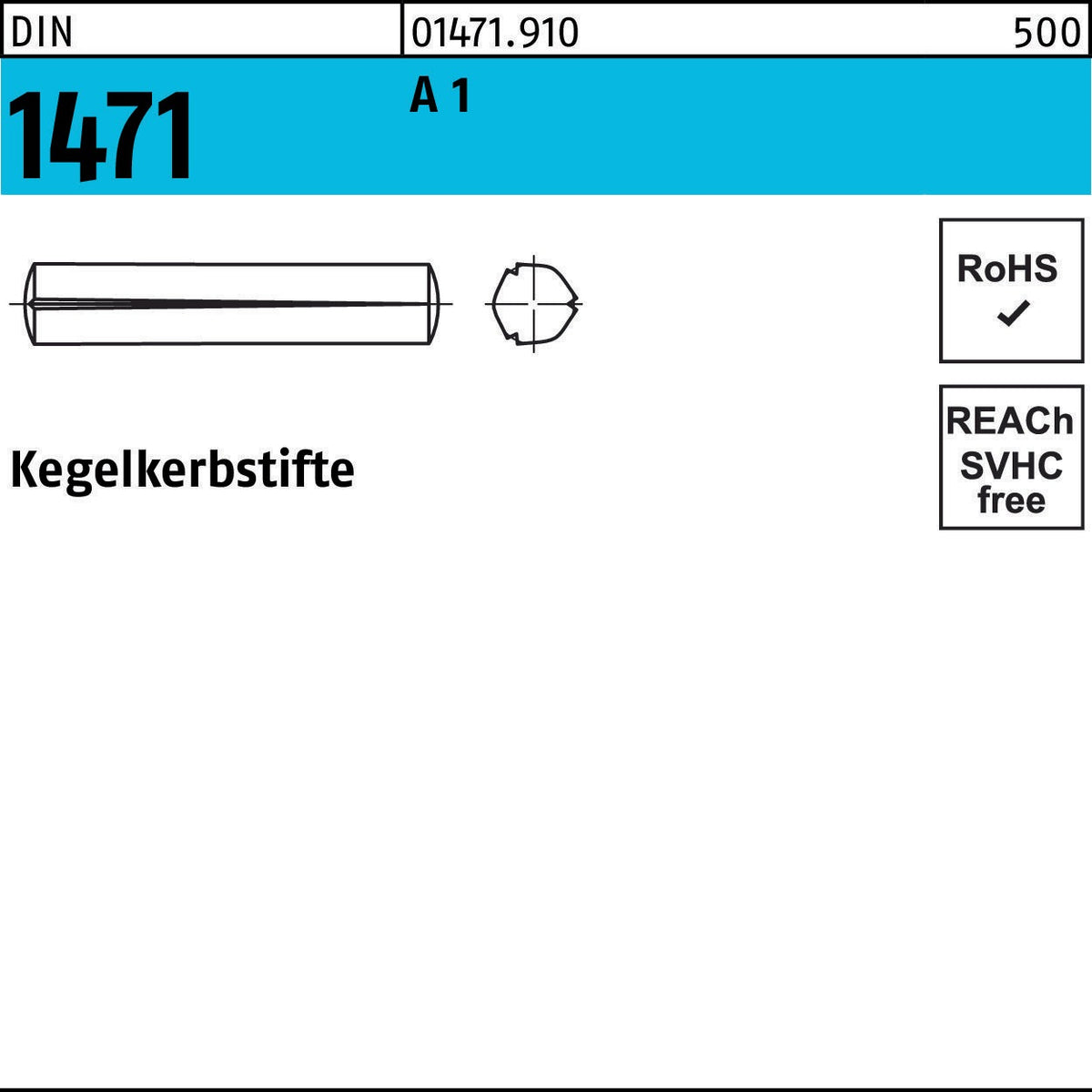 F. REYHER Kegelkerbstift DIN 1471 1,5 x 6 mm Stahl – 250 Stück